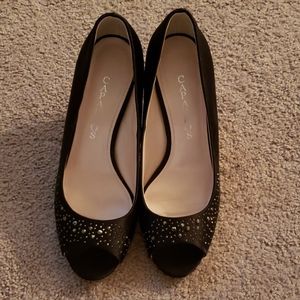 Black Satin 2 inch heels